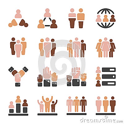 Population skin tone icon set Vector Illustration