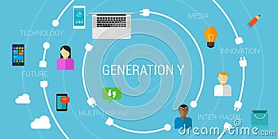 Generation Y or smart phone generation millennials Vector Illustration