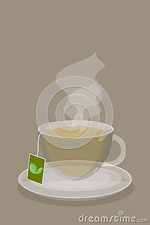Porcelain cup with tea hot drink tonic vector illustration Vector Illustration