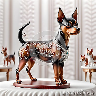 Porcelain figurines Dog. Sculptures made of porcelain and earthenware. Miniature figurines made of ceramics Stock Photo