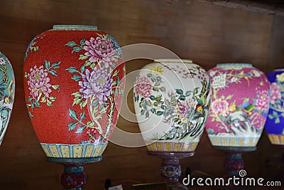 Porcelain flowering lantern-Jingdezhen-Jiangxi Province-China Stock Photo