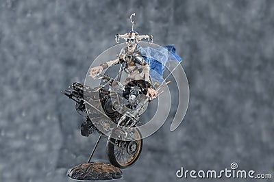 Porcelain paper mache clay metal steampunk biker Stock Photo