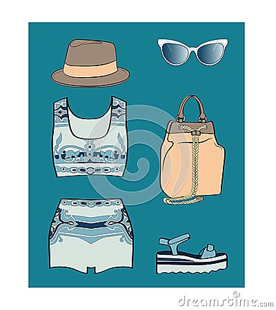 Porcelain summer outfit set Stock Photo