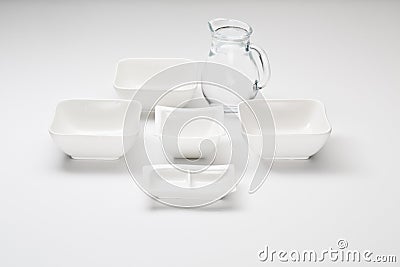 Porcelan dishes and glassware Stock Photo