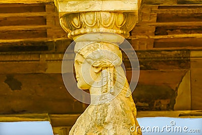 Porch Caryatids Ruins Temple Erechtheion Acropolis Athens Greece Stock Photo