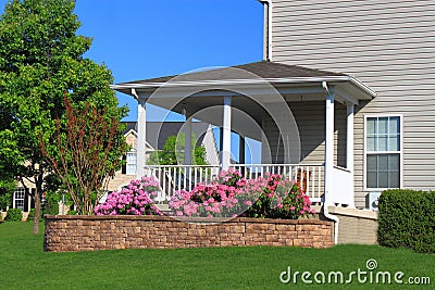 Home Porch Flowerbed Stock Photo