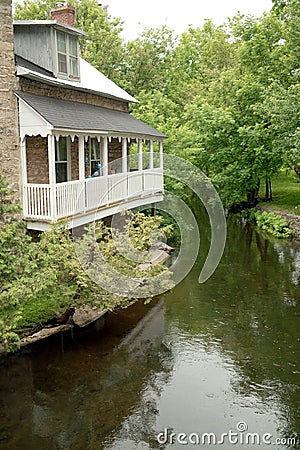 Porch on the Rideau Canal, Perth Ontario Canada Stock Photo