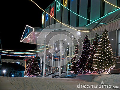 Porch office building close-up. New Year. Editorial Stock Photo