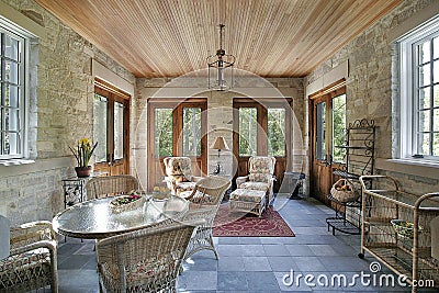 Porch with slate flooring Stock Photo