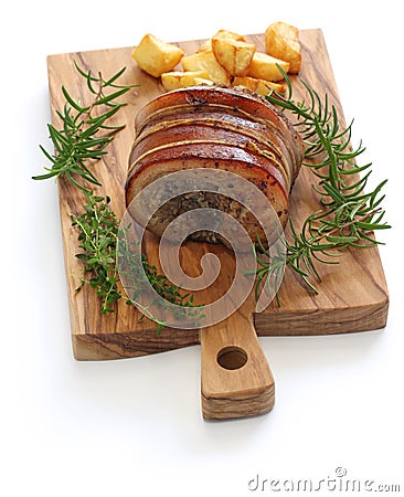 Porchetta, italian roast pork Stock Photo