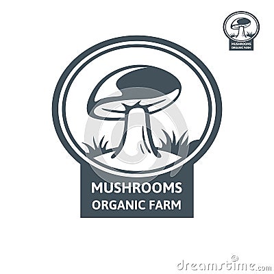 Porcini mushroom organic logo. Emblem design mushroom farm Vector Illustration