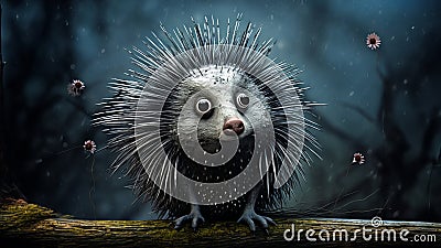 Porcupine abstract art brut animal character Stock Photo