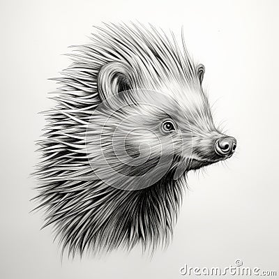 Minimalist Porcupine Head Silhouette Drawing Stock Photo