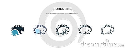 Porcupine icon in different style vector illustration. two colored and black porcupine vector icons designed in filled, outline, Vector Illustration