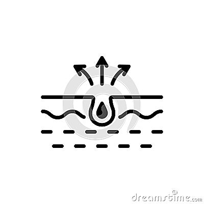 Pore Cleaning Line Icon. Sebum removal and Cleansing Clogged Deep Pore Linear Pictogram. Unclog Skin Face of Dirty Vector Illustration