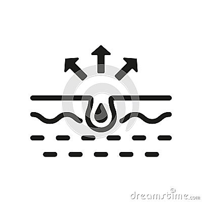 Pore Cleaning Silhouette Icon. Sebum Removal and Cleansing Clogged Deep Pore Glyph Pictogram. Unclog Skin Face of Dirty Vector Illustration