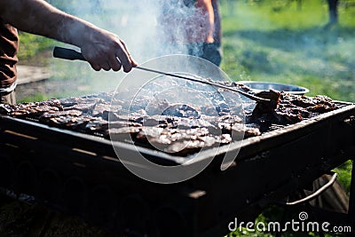 Pork, beef and fish grill Stock Photo