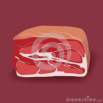 Pork, beef ham, gammon icon in flat style, fresh meat. Vector Illustration