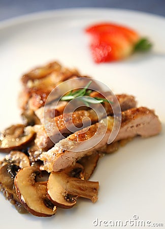 Pork with champignon Stock Photo