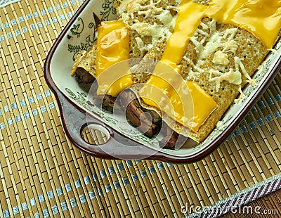 Pork Chili Verde Enchiladas Stock Photo