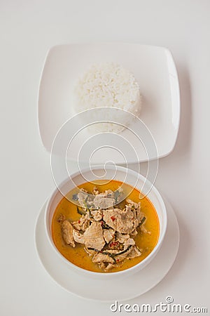 Pork Curry with Rice Stock Photo