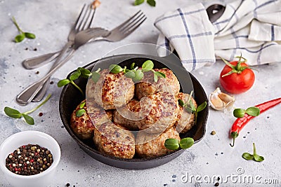 Pork cutlets from minced meat. Pan-fried meatballs Stock Photo