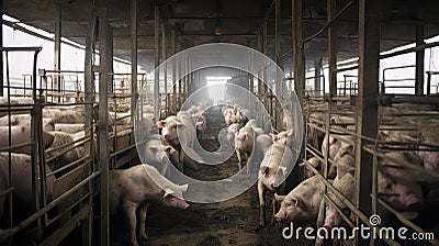 pork factory farm pigs Cartoon Illustration