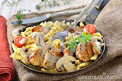 Pork fillet with Swabian spaetzle Stock Photo