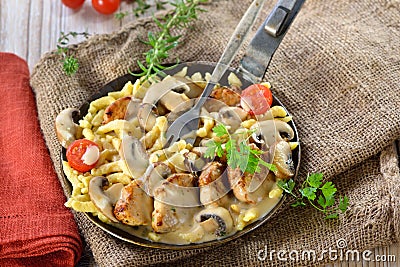 Pork fillet with Swabian spaetzle Stock Photo