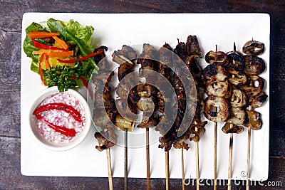 Pork innards barbecue Stock Photo