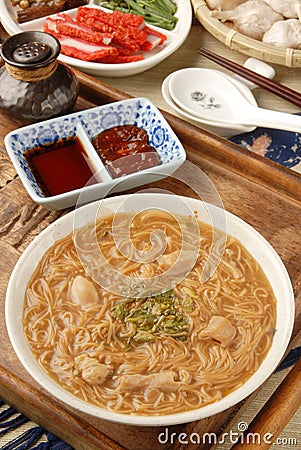 Pork intestine thin noodle Stock Photo