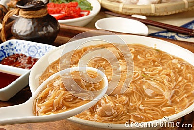 Pork intestine thin noodle Stock Photo