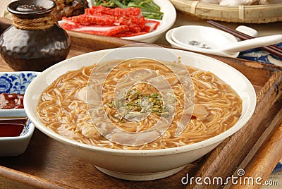 Pork intestine thin noodles Stock Photo