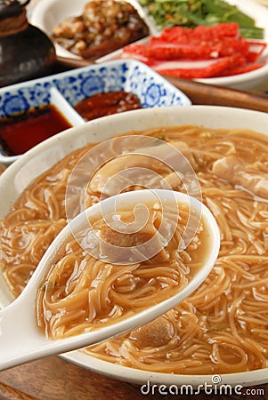 Pork intestine thin noodles Stock Photo