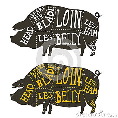 Pork meat cuts Vector Illustration