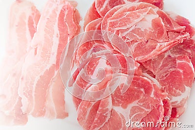 Pork meat, Kurobuta Pork slice Pork and Ham Stock Photo