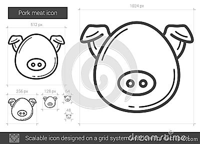 Pork meat line icon. Vector Illustration