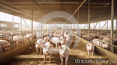 pork pigs farm Cartoon Illustration