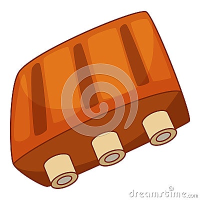 Pork ribs icon, cartoon style Vector Illustration