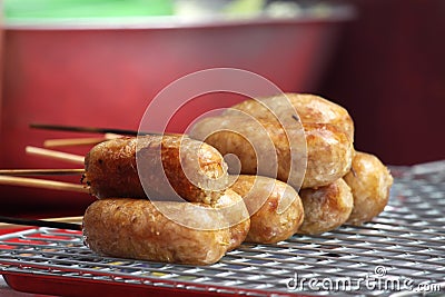 Pork sausage rice ,Thai food Stock Photo