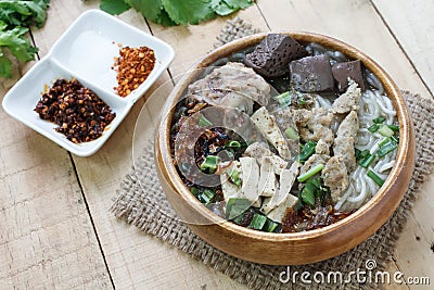 Pork Spare Ribs Rice Noodles Soup,Vietnamese Noodle Soup Stock Photo