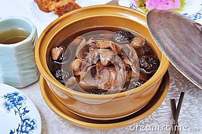 Pork stomach soup with black dates Stock Photo