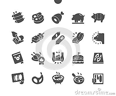 Pork Well-crafted Pixel Perfect Vector Solid Icons Vector Illustration