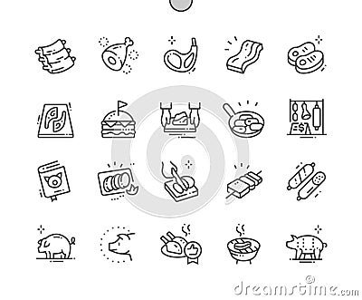 Pork Well-crafted Pixel Perfect Vector Thin Line Icons 30 2x Grid for Web Graphics and Apps. Vector Illustration