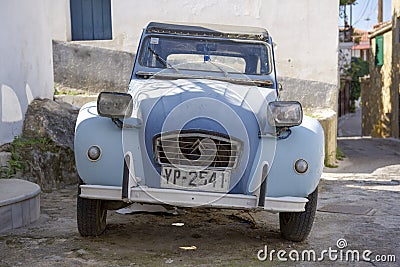 Poros, Greece - September 27: Retro car on September 27, 2014 in Editorial Stock Photo