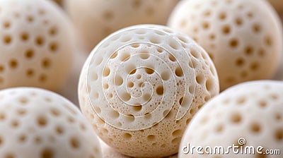Porous ceramic spheres with intricate patterns create a mesmerizing visual effect, AI Stock Photo