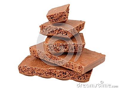 Porous milk chocolate isolated on white Stock Photo