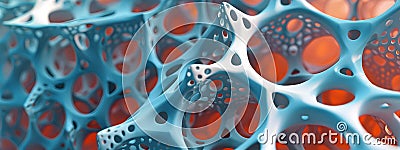 Porous surface. An intricate abstract 3D honeycomb structure showcasing complex organic patterns and modern design Stock Photo