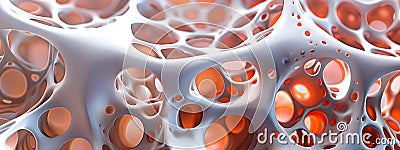 Porous surface. An intricate abstract 3D honeycomb structure showcasing complex organic patterns and modern design Stock Photo