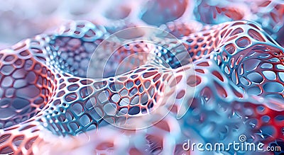 Porous surface. An intricate abstract 3D honeycomb structure showcasing complex organic patterns and modern design Stock Photo